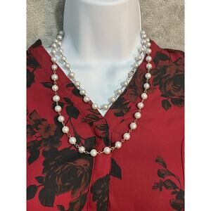 VTG Sterling Silver Cultured Freshwater Pearl Station Necklace 39” Long